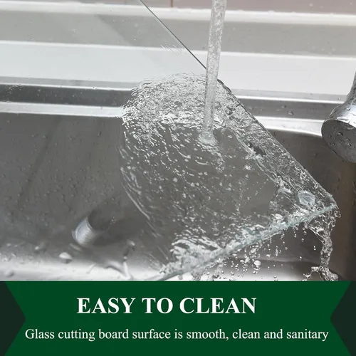 Vista 4 de Phore Tabla de cortar de vidrio templado para cocina, apta para lavavajillas, tabla de cortar transparente para encimera, resistente a los arañazos