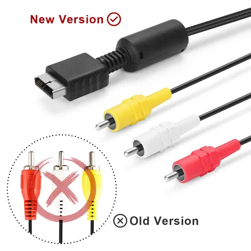 Vista 2 de Cable AV PS2, cable de audio y video para PS2, PS1, PS3, audio compuesto AV a RCA, cable de TV compatible con Playstation 1/2/3 (8.2 pies)