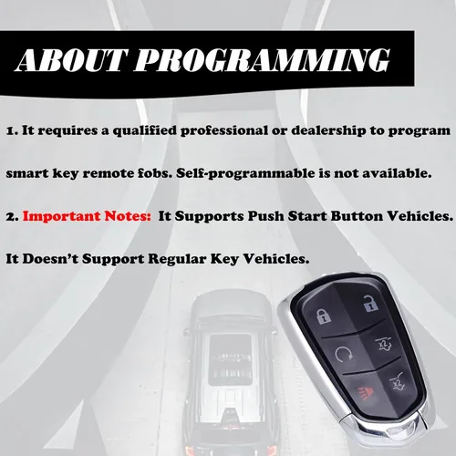 Vista 5 de Llavero de repuesto compatible con Cadillac Escalade 2015-2020 Escalade ESV 2015-2020 de proximidad inteligente sin llave, control remoto, arranque