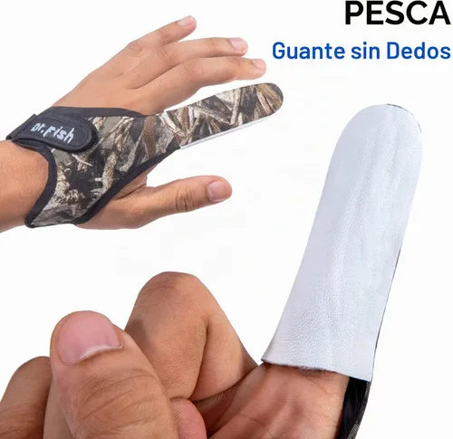 Vista 4 de Dr.Fish 2 Piezas Guantes de Pesca Casting 2 Dedos Índice Protector de Dedo Anti-Corte Agua Salada Trolling Surf Pesca Línea Trenzada Antideslizante