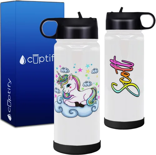Vista 7 de Cuptify Botella de agua personalizada de unicornio con tapa y funda protectora de silicona, regalo personalizado para niñas que creen en la magia
