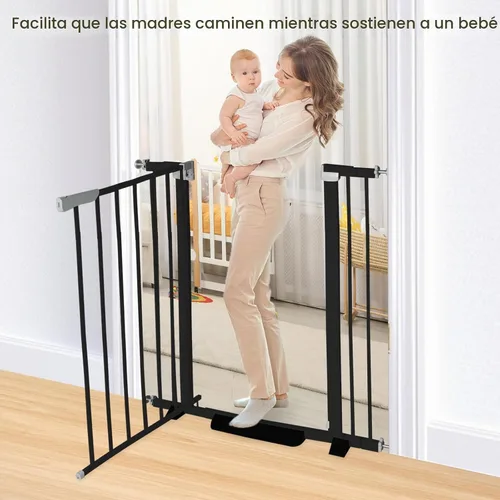Vista 4 de Puerta para bebé de 41 pulgadas de alto, puerta para perros con cierre automático, ajustable de 29.92"-43.71" de ancho, montaje a presión, puerta