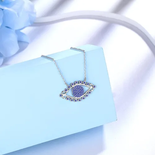 Vista 6 de Joyería con símbolo de protección contra el mal de ojo para mamá, abuela, collar de mal de ojo azul plateado, pulsera de mano con estrella de David
