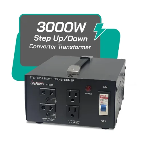 Vista 7 de Convertidor Transformador de Voltaje de 3000 Vatios para Japón Elevador/Reductor - 100v a 120v / 120v a 100v Convertidor de Energía Japonés - Cable