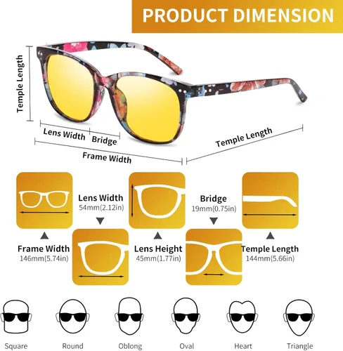 Vista 3 de Kelinln Gafas de conducción de visión nocturna polarizadas antirreflejos lentes tintados amarillos transparentes para mujeres y hombres