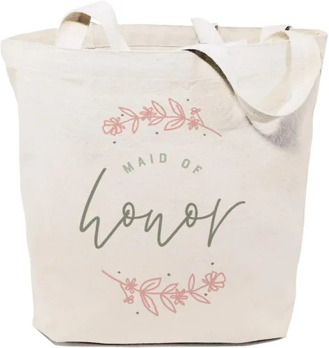 Vista 17 de The Cotton & Canvas Co. Bolso de hombro reutilizable moderno para bodas, playa, compras y viajes