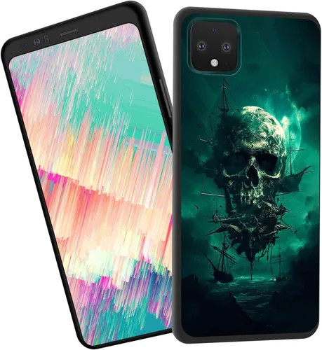 Vista 84 de for Google Pixel 4 XL Case,Slim Shockproof TPU Soft Rubber Silicone Cover Phone Case for Google Pixel 4 XL,Blue Skull Headphone