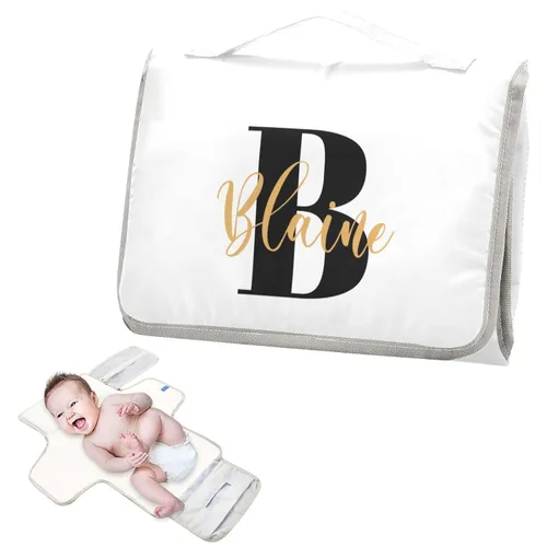 Vista 25 de Cambiador de pañales de bebé beige para niños pequeños, tapete portátil para cambiar pañales con bolsillo de almacenamiento para viajes, aparador