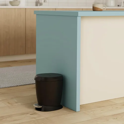 Vista 2 de simplehuman Cubo de basura redondo de plástico compacto con escalón para baño de 6 litros/1.6 galones, negro