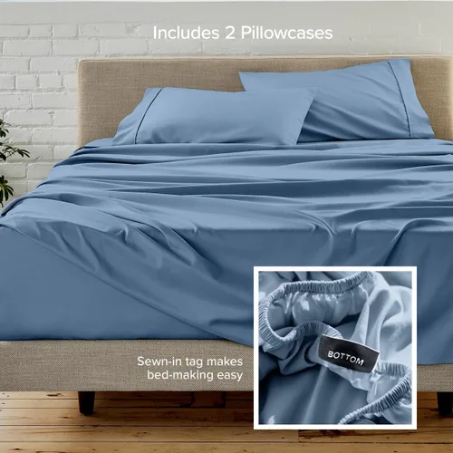 Vista 178 de Bare Home Sheet Set 1800 Ultra-Soft with 2 Pillowcases (Twin XL, Dark Blue)