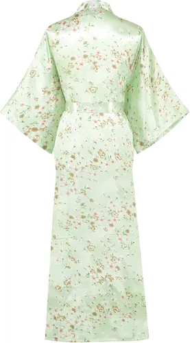 Vista 3 de Batas tipo kimono de satén para mujer, albornoces, pijamas, ropa de descanso, estampado floral
