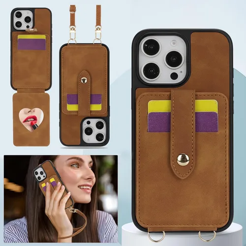 Vista 35 de Dteck Funda para iPhone 16 de 6.1 pulgadas 2024, funda de piel sintética con cierre de botón magnético, ranuras para tarjetas de crédito, función