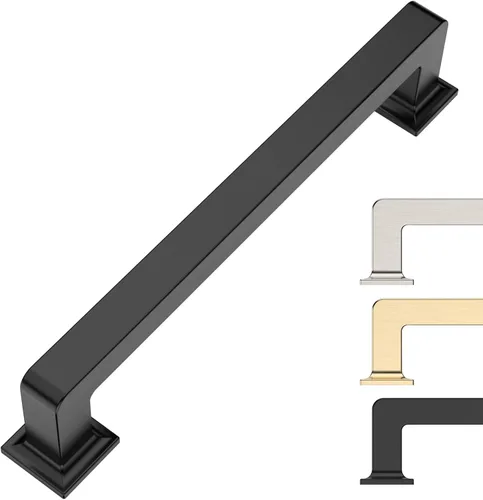 Vista 50 de 9BUILD Paquete de 6 pomos de latón cepillado de 1.2 pulgadas para gabinetes, pomos dorados para cajones, perillas cuadradas para gabinetes