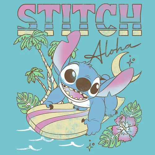 Vista 2 de Disney Camiseta Aloha Stitch para niña, Azul Tahití
