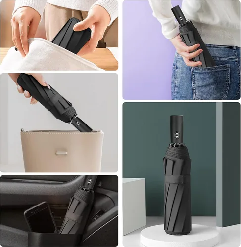 Vista 6 de ZUOYOUZ Compact Travel Umbrellas for Rain Windproof, Portable, Automatic, Strong, Durable, Premium Handle, Vibrant Designs, Foldable Perfect Car