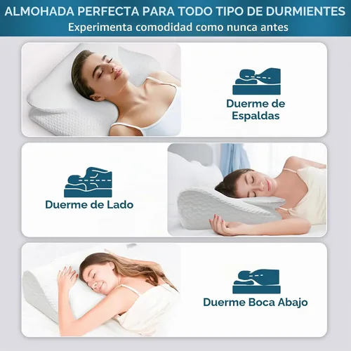 Vista 2 de Almohada cervical cervical para dormir – Almohada cervical de espuma viscoelástica para aliviar el dolor de cuello – Almohada ergonómica para dormir