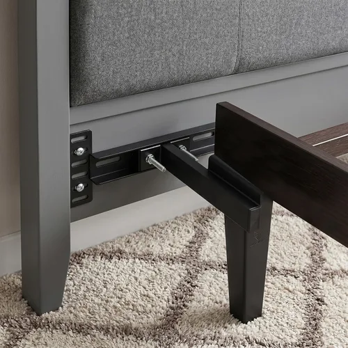 Vista 2 de Paquete de 2 soportes de cabecera ajustables para base de cama, kit de soportes de cabecera de metal para marco de cama, kit de extensión de estribo
