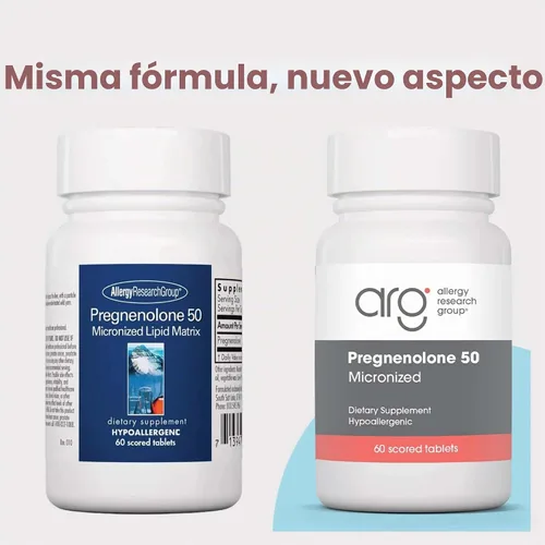 Vista 6 de Allergy Research Group - Pregnenolone 50mg Micronized Lipid Matrix 60t, Azul