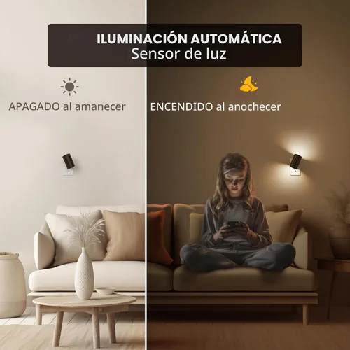 Vista 2 de Briignite - Luces nocturnas enchufables a la pared, luz nocturna LED moderna 3CCT Negro giratorio-3CCT