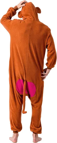 Vista 4 de Spooktacular Creations Pijama unisex de mono para adultos, disfraz de mono de felpa con sombrero y cola para disfrazarse, fiesta temática de juego