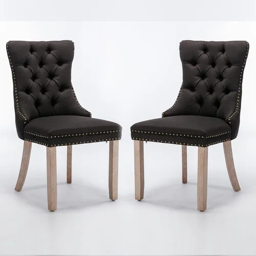 Vista 17 de Parson's Chairs - Silla de comedor tapizada de terciopelo de madera maciza con patas chapadas de acero inoxidable cromado, ribete de cabeza de clavo