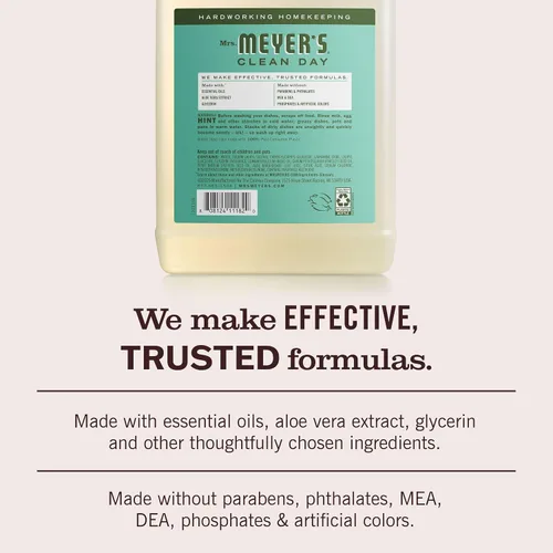 Vista 4 de MRS. MEYER'S CLEAN DAY - Repuesto de jabón líquido para platos, albahaca, 48 onzas líquidas