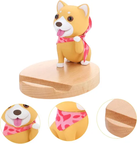 Vista 6 de ULTECHNOVO Diseño animal lindo del soporte del teléfono del material de madera natural para el soporte del teléfono móvil del escritorio