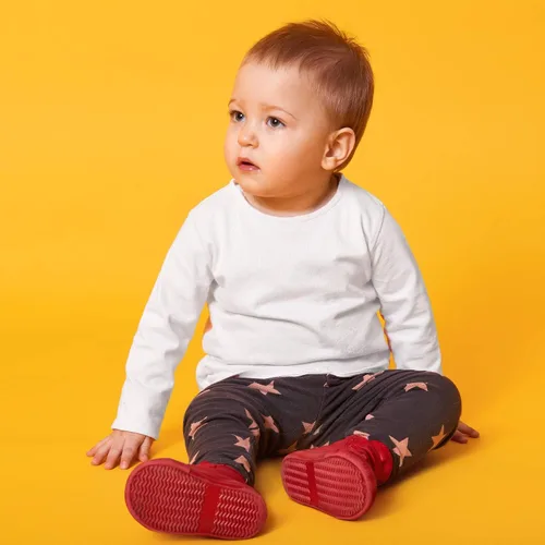Vista 3 de Brix Camiseta de manga larga para niños pequeños, paquete de 4 camisetas de algodón sin etiquetas.