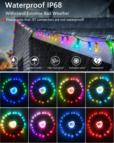 Vista 4 de ALITOVE WS2811 - Luz LED RGB digital difundida de 0.472 in, módulo de píxeles LED redondo direccionable individualmente IP68 impermeable DC 5V 50