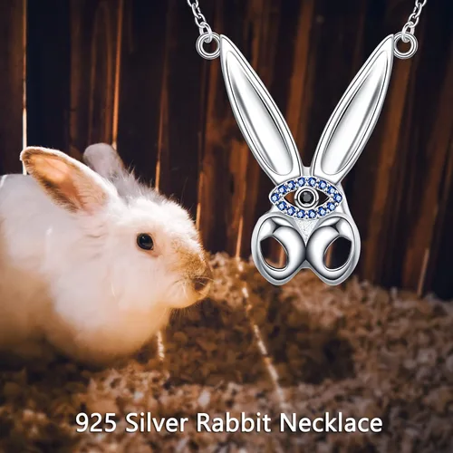 Vista 6 de YFN Collar de plata de ley con diseño de animales, gato, tiburón, abeja, oso, mariposa, perro, pata, búho, rana, zorro, colibrí, vaca, hongo