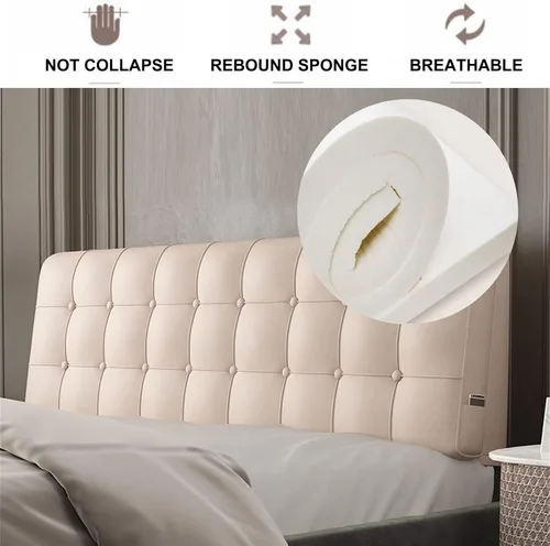Vista 2 de Almohada de lectura con respaldo de cabecera rectangular, cojín de respaldo de cuña grande para reposo en cama, cojín extraíble para dormitorio