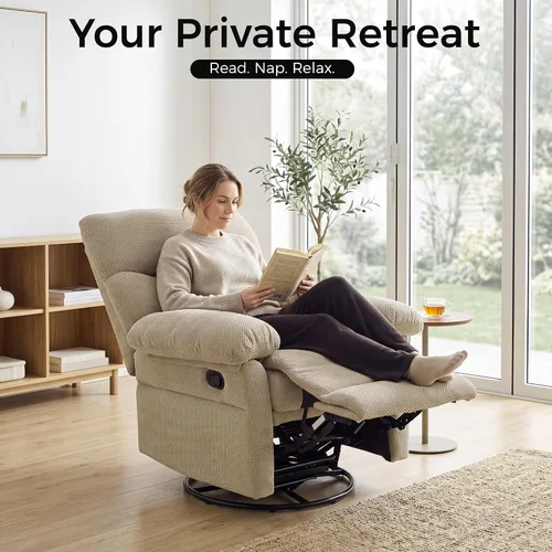 Vista 5 de HOPUBUY Silla mecedora reclinable para guardería con reposabrazos Caqui claro