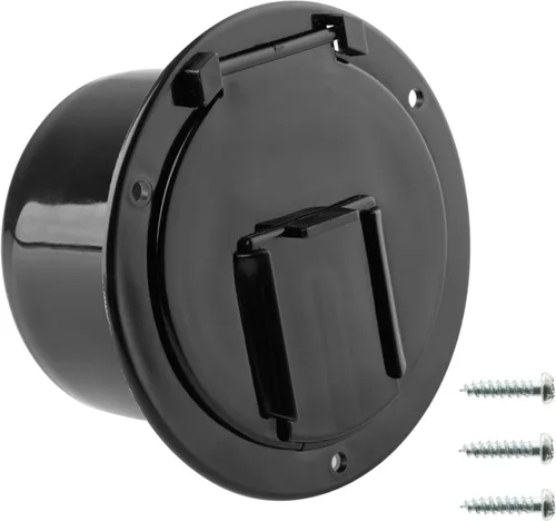 Vista 11 de Halotronics Escotilla redonda eléctrica de 4 1/4 pulgadas para cables de 30 amperios de RV (negra)