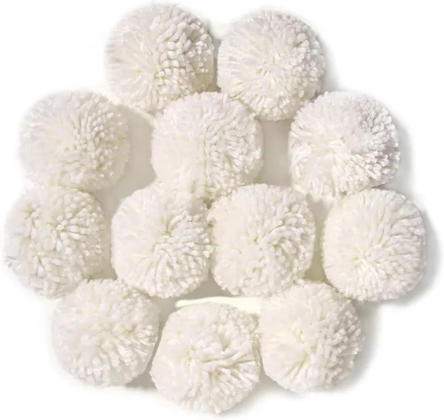Vista 8 de Paquete de 12 pompones de hilo para sombreros 8CM-3PULADAS Suministros de fiesta Arte y manualidades hechas a mano Accesorios decorativos (Negro)
