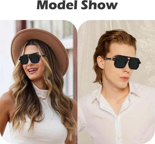 Vista 4 de Gafas de sol polarizadas para hombres y mujeres, gafas cuadradas de moda