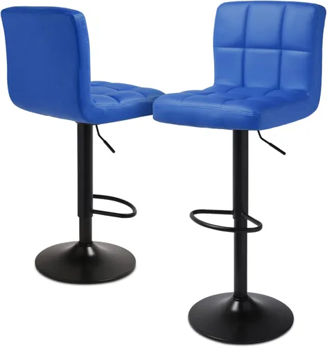Vista 16 de MoNiBloom Taburetes de Bar Modernos de Cuero PU Ajustables Giratorios con Reposapiés y Respaldo, Taburetes de Bar de Mostrador de Cocina sin Brazos