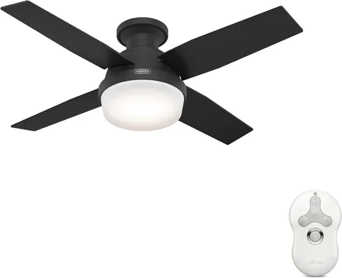 Vista 11 de Hunter Dempsey, ventilador de techo, moderno, 44 pulgadas, níquel cepillado