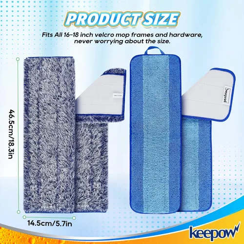 Vista 5 de KEEPOW Almohadilla de limpieza de microfibra de 18 pulgadas, almohadillas de repuesto para mopa para pisos de madera dura, almohadillas