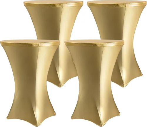 Vista 9 de ANMINY Fundas de mesa de cóctel de 24 x 43 pulgadas, fundas de mesa con estampado de lámina dorada, fundas de mesa de elastano ajustables para barra