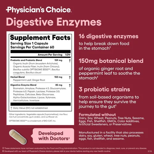 Vista 9 de Physician's CHOICE - Paquete de control de peso para combatir la hinchazón + soporte: enzimas digestivas + probiótico Thin-30