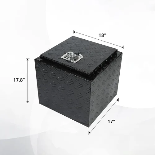 Vista 2 de confote Caja de herramientas chapada en aluminio resistente de 18 x 17 x 18 pulgadas, caja de herramientas para debajo de la carrocería, caja