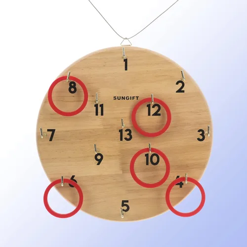 Vista 6 de Juego de lanzamiento de gancho y anillo SUNGIFT para adultos y niños - Juegos de lanzamiento de anillos de Hooky en el patio - Juego de pared