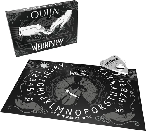 Vista 2 de Ouija: Miércoles Inspirado en la popular serie original Miércoles Juego de mesa clásico coleccionable Ouija Juego y mercancía con licencia