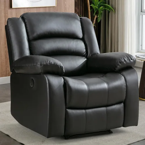 Vista 14 de EBELLO Silla reclinable eléctrica clásica, de piel sintética, de gran tamaño, con cojín suave y respaldo, sofá con cómodo sillón para sala de estar