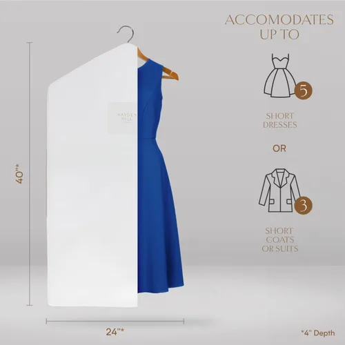 Vista 2 de Hayden Hill Bolsa de almacenamiento de ropa de algodón orgánico de lujo corta 40 pulgadas Bolsa de ropa colgante transpirable para vestidos