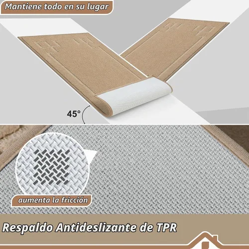 Vista 4 de BEQHAUSE - Tapete para puerta de 20 x 32 pulgadas, antideslizante, lavable para interiores, color beige