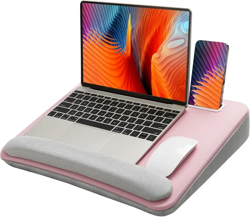 Vista 14 de HUANUO Escritorio de regazo para laptop, escritorio portátil con cojín de almohada, se adapta a portátiles de hasta 17 pulgadas, con tira Negro