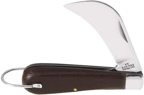 Vista 2 de Klein Tools Cuchillo de bolsillo 1550-4, cuchillo de electricistas con hoja de corte Hawkbill de 3 pulgadas de acero al carbono