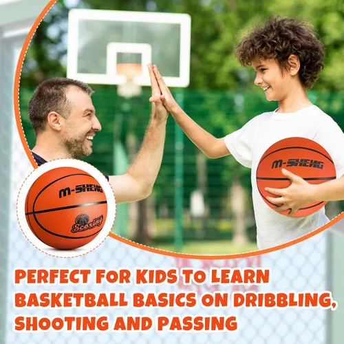 Vista 8 de Jenaai 12 pelotas de baloncesto de goma a granel tamaño oficial 5 (27.5 pulgadas) para niños y jóvenes, baloncesto al aire libre con bomba