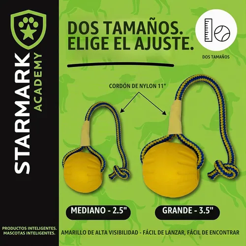 Vista 5 de Juguete de perro StarMark Fantástico Balón de espuma en una cuerda, M, Dorado y amarillo